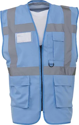 Produktbild von YOKO HVW801 | Herren Multi-Functional Executive Waistcoat - Farbe: Sky Blue - Größe: 3XL
