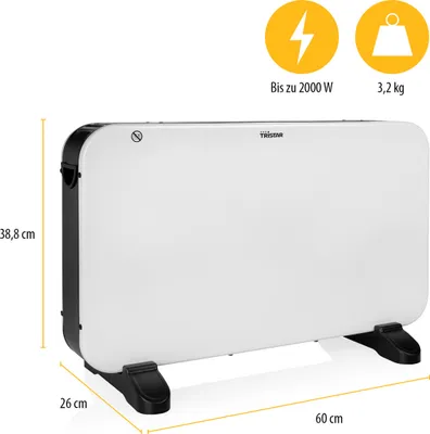 Obrázek produktu pro Tristar KA-5813, Elektrický přímotop, 1,5 m, IP00, Vnitřní, Podlaha, Černá, Bílá
