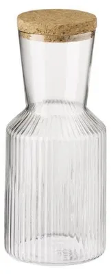 Produktbild von APS 10725 Glaskaraffe LINES, 0,5 Liter, Ø 9 m, Höhe 19,5 cm, Deckel aus Kork