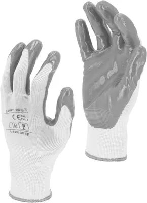 Produktbild von Salpetersäurehandschuhe, Grau-Weiß L220310P, Karte, "10", CE, Lahti