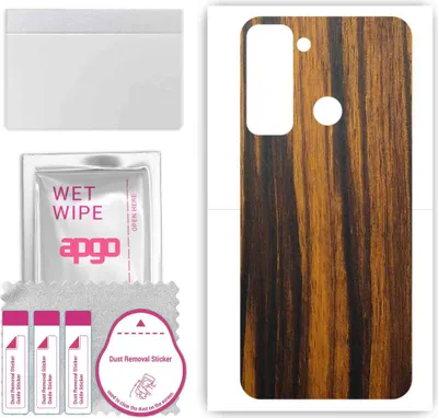 Produktbild von apgo Rückseite Schutzfolie, Skin, kompatibel mit Tecno Pop 5, Hinten Displayschutzfolie aus Vinylfolie, kratzfest, einfache Montage - Tigerwood