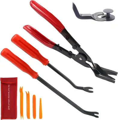Productafbeelding van Demontage Gereedschap Set - Bekledingswiggen Losmaakset - Auto Interieur Herstel - Krachtbesparend Hefboomontwerp - 34 cm Pakket - Rood Zwart