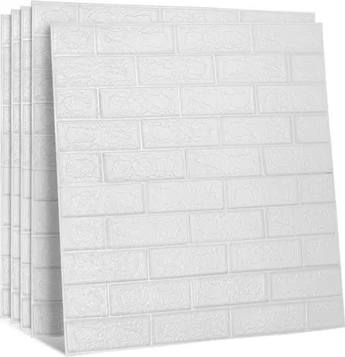 Produktbild von Hengda 1 Set (20 Stk)große 3D wasserdichte Fliesen Ziegel Wand Aufkleber selbstklebende Schaum Panel 70x77cm Weiß
