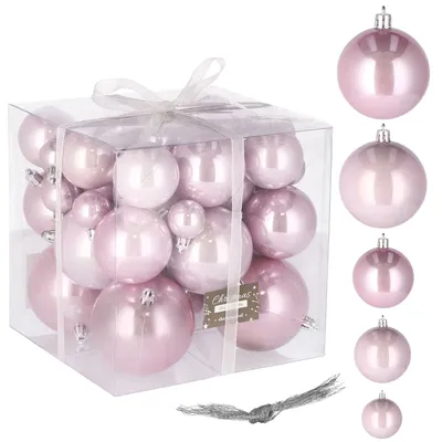 Produktbild von Weihnachtskugeln Christbaumkugel Weihnachten 37 Stück bis Ø 8 cm - Perlrosa
