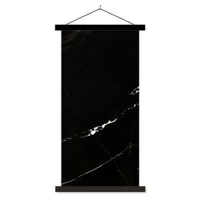 Produktbild von MuchoWow® Textilposter Marmor - Schwarz - Natursteine 60x120 cm mit schwarzem Rahmen - Magnete