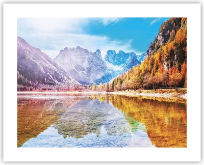 Produktbild von Poster - Poster ohne Rahmen - Herbst Landschaft Berge - 50x40 cm - Wand Bild - Wanddeko - Wandbilder - Kunstposter - Wandposter - Bilder - Kunstdruck - Wanddekoration - Wandbild - P2XAA50x40-4624