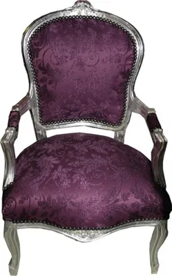 Produktbild von Barock Salon Stuhl Lila Muster / Silber - Antik Stil Möbel