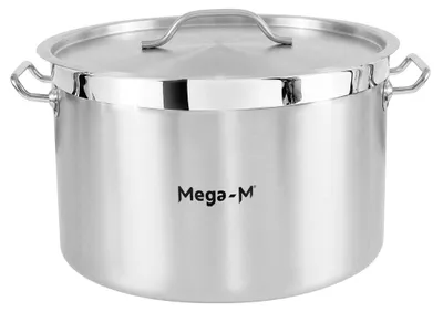 Zdjęcie produktu dla Garnek gastronomiczny średni ze stali nierdzewnej z pokrywką Mega-M PRO 44l 45x28 cm