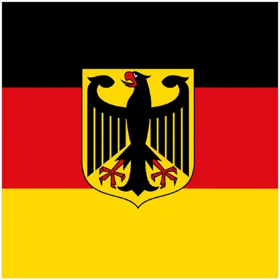 Produktbild von Wallario Premium Glasbild, freischwebende Optik, kräftige Farben, Größe 30 x 30 cm Motiv Deutsche Flagge mit Wappen