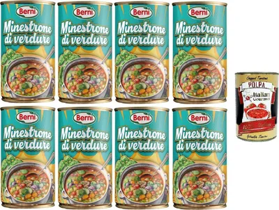 Produktbild von Berni Minestrone di Verdure. Sano,Gustosto, Leggero Gemüse-Minestrone. Gesund, lecker, leicht 8x420gr + Italian Gourmet polpa 400g