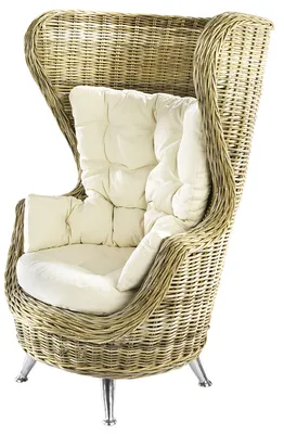 Produktbild von Kobolo Rattansessel handgeflochten King Stuhl inklusive Kissen 136 cm hoch aus Rattan - Stühle Wohnzimmerstuhl hohe Rückenlehne Holzstuhl Sessel Natur