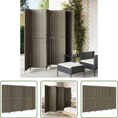 Zdjęcie produktu dla The Living Store Paravent 6-tlg. Grau Poly Rattan