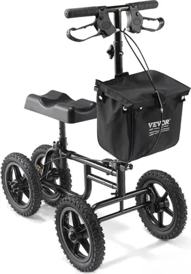 Obrázek produktu pro VEVOR kolenní válec kolenní chodítko z uhlíkové oceli s výškově nastavitelnou rukojetí a kolenní podložkou 30 cm terénní kolo dvojité brzdy, rehabilitační válec na nohy pro zraněné kotníky nohy a kolena 160 kg