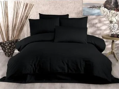 Produktbild von Bettwäsche Set, 220 x 240 cm, 80% Baumwolle 20% Polyester, Schwarz, 2 Kissenbezüge 60 x 60 cm