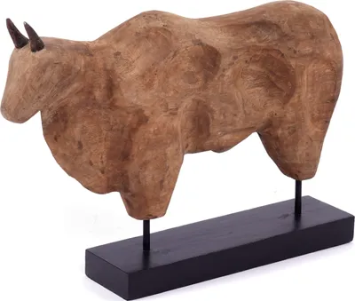 Produktbild von STIER SKULPTUR "BULL" | Mangoholz, 48cm | Holz Bulle, Stier Aufsteller