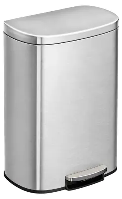 Imagen del producto de Contenedor para residuos de cocina, con pedal, diseño que ahorra espacio, color gris claro