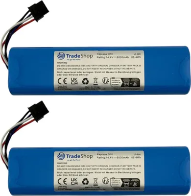 Produktbild von 2x Trade-Shop Li-Ion Akku 14,4V / 6000mAh für Xiaomi Roborock SDJQR03RR, Xiaowa E4 E5 E20 E25 E35 E201 C10 C102-00, Empty Wash Fill Dock S8 Max Ultra