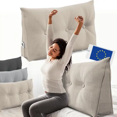 Image de Coussin lombaire en forme de coin, 100 cm - Confortable pour lit et canapé