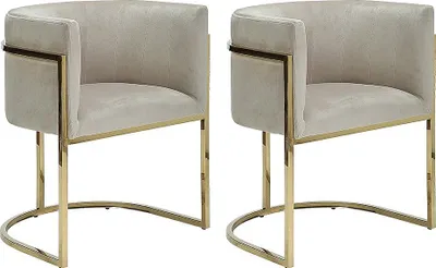 Produktbild von PERIA 2er set stühle mit armlehnen von Pascal Morabito - velour und metall - beige und goldfarben