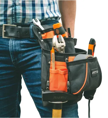 Produktbild von PRAKTISCH – Werkzeughalter für Gürtel mit Hammerhalter und Gürtel – groß – 10 Fächer – Jeansschürze – Werkzeuggürtel