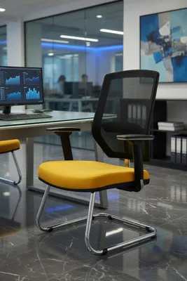 Obrázek produktu pro Žlutá kancelářská židle s ergonomickými podloketníky a síťovinou