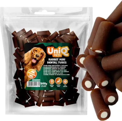 Productafbeelding van Delicatessen, snack voor honden, tandreinigingssticks met konijnenvlees, UniQ Pets, 500g