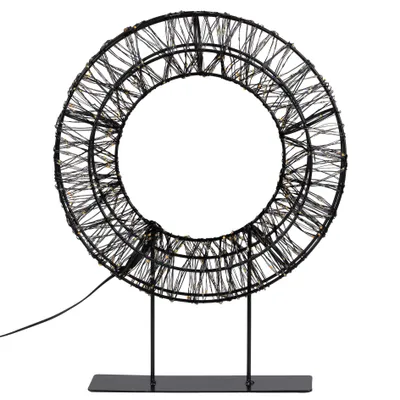 Produktbild von Metall Kranz beleuchtet mit 800 warmweissen LEDs 28x6x37cm 223V 76949
