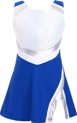 Produktbild von Kinder Mädchen Cheerleading Kostüm Gr. 146-152 Cm Cheer Leader Kleid Ärmellos Pailletten Tanzkleid mit Shorts Karneval Fasching Party Kostüm