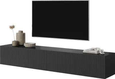 Produktbild von Selsey Veldio - TV nástěnná skříňka, černá s žebrovanými čely, 175 cm