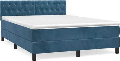 Produktbild von vidaXL Boxspringbett mit Matratze Dunkelblau 140x200 cm Samt