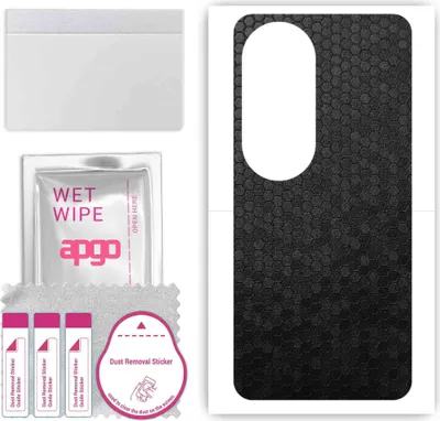 Produktbild von apgo Rückseite Schutzfolie, Skin, kompatibel mit Oppo A60, Hinten Displayschutzfolie aus Vinylfolie, kratzfest, einfache Montage - Schwarze Honigwabe
