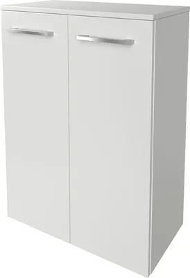 Produktbild von FACKELMANN Doppel-Midischrank B.STYLE / Badschrank mit gedämpften Scharnieren / Maße (B x H x T): ca. 60,2 x 82,6 x 32 cm / hochwertiger Schrank fürs Bad mit 2 Türen / Korpus & Front: Weiß