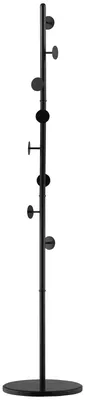 Produktbild von Standgarderobe mit 8 Haken, Stahlrahmen & Marmorsockel, platzsparende Aufbewahrung für Flur & Schlafzimmer, 35x35x170 cm, Schwarz