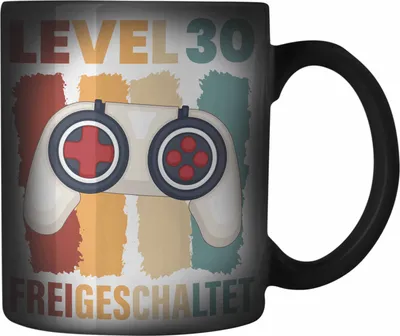 Produktbild von Trendation -  30. Geburtstag Farbwechsel Zauber-Tasse Mann Geschenk 30er Geschenkidee 30 Mutter Vater Männer Lustig Geschenke Gamer (Schwarz)
