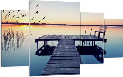 Produktbild von Bild auf Leinwand - Leinwandbild - See Brücke - 160x90cm - Wand Bild - Wanddeko - Wandbilder - Leinwanddruck - Bilder - Kunstdruck - Wanddekoration - Leinwand bilder - Wandkunst - DL160x90-3698