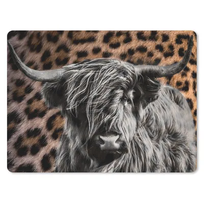 Produktbild von MuchoWow® Mauspad Mousepad Schottischer Highlander - Panther - Schwarz - Weiß 23x19 cm - Mousepads - Maus Mat - Pad - Mausunterlage - Schreibtischunterlage - Mauspad