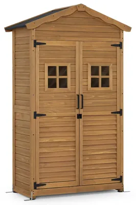 Image de Abri de jardin bois - Résistant aux intempéries - Naturel - 57 x 109 x 180 cm