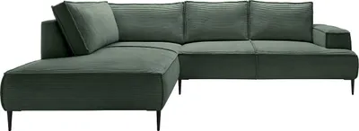 Produktbild von Großes linkes Ecksofa aus Kord in Flaschengrün - GINETO