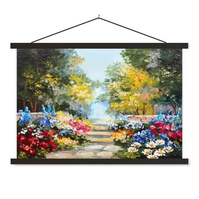 Produktbild von MuchoWow® Textilposter Malerei - Blumen - Natur - Ölfarbe 60x40 cm mit schwarzem Rahmen - Hölzernes