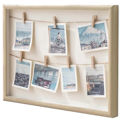 Fotocollage-Rahmen mit 7 Clips, Holz, 42x32 cm