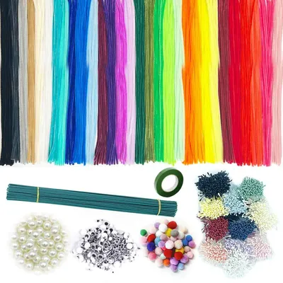 Produktbild von Pfeifenreiniger Bastelbedarf 300 Stück, Mehrfarbig, 30 Cm Länge, Für Kinder Basteln Und Kreative DIY Projekte