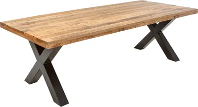 Produktbild von riess-ambiente Massiver Esstisch IRON CRAFT 200cm natur Mangoholz Industrial Design X-Gestell schwarz Metall Esszimmertisch Konferenztisch Tisch