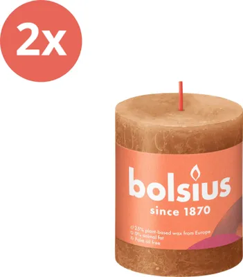 Image de Bolsius - Bougie rustique - 80/68 - 1 par paquet - Marron épices - Pack avantage - 2 pièces