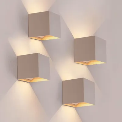 Produktbild von Ledvion 4er Set Wandlampe Innen / Aussen sensor Akku IP44 Beige Warmweiß