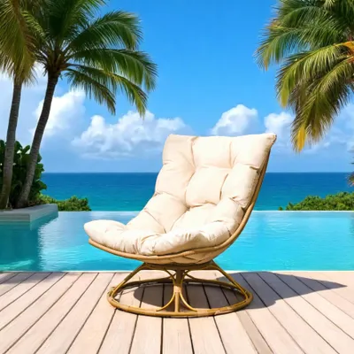 Image de Fauteuil - HOME DECO FACTORY - Petra - Pivotant - Beige