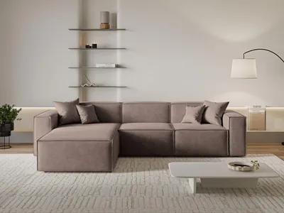A modern sectional sofa in a living room setting.