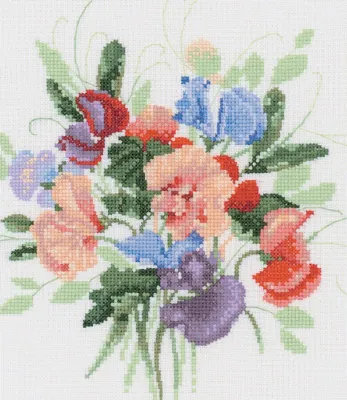 Produktbild von Auslaufmodell Heritage Kreuzstich Set Zählstoff "Süßerbsenstrauß (L)", Zählmuster, VPSE700-E, 20x20cm