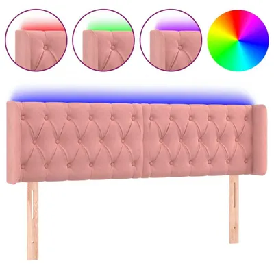 Produktbild von vidaXL LED Kopfteil Rosa 163x16x78/88 cm Samt