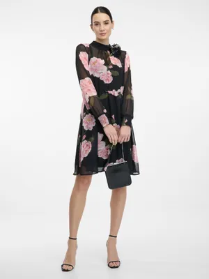 Produktbild von Orsay schwarzes, knielanges Blumenkleid für Damen 38