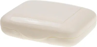 A white Tupperware lunchbox is shown against a white background.
